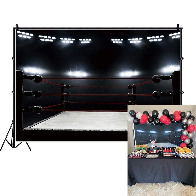 DASHAN 6x4ft Boxing Ring Backdrop Boxing Birthday Party Decorations Wrestling Athlete Competitor Contest Arena Infighter Boxer Photography Background Sports Theme Party Props - Image 1